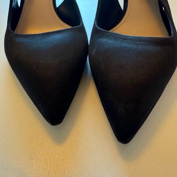 Miu Miu Black Satin Swarovski Crystal Embellished Slingback Kitten Heel Luxury - Picture 7 of 15